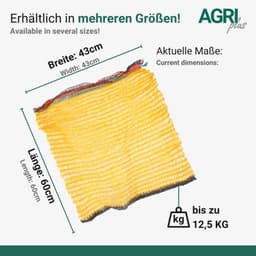 100 Stuks Aardappelzakken Goudgeel met Trekkoord - Grof Gaas voor Fruit, Groenten en Noten - 43 x 60 cm, 12,5 kg Volume — thumbnail 4