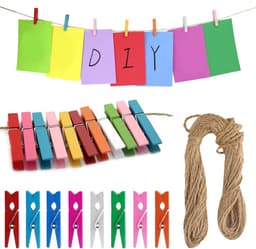 Pack van 200 Houten Klemmen - Kleine Kleurrijke Mini Kleding Klemmen - Houten Klemmen voor Foto's en Foto Wand — thumbnail 1