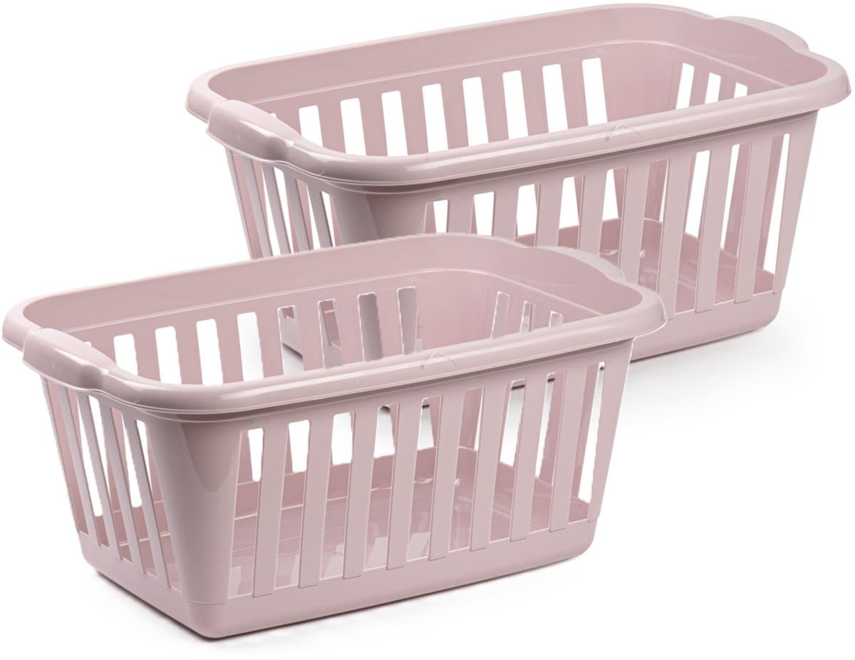 Plasticforte Wasmand - 2x - roze - kunststof - 40 liter - 60 x 40 x 26 cm - manden voor wasgoed - huishouden- opbergmand — afbeelding 1