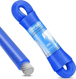 Robuste buitenwaslijn 30 m - Supersterke waslijn met stalen kern - Draagvermogen 220 kg, roestvrij en waterdicht — thumbnail 1