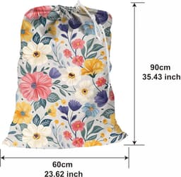 Maishijie 2 Pack Oxford Stof Heavy Duty Waszak, 35,4" x 23,6", Zeer Duurzaam, Speelgoed Opbergtas, Vuile Kleding Tas, Trekkoord met Cord-Lock, Machine Wasbaar en Herbruikbaar, Winter — thumbnail 3