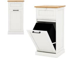 Houten Wasmeubel met Losse Wasmand en Lade voor Badkamer - Wit 40x37x82 cm