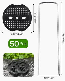 Grondankers voor Tent en Tuin - 50 Stuks met Bufferschijven - 150 mm Lang, Roestvrij Staal — thumbnail 3