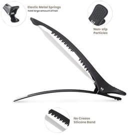 AIMIKE Professionele haarclips voor styling sectioning, 12 stuks antislip No-Trace Duck Billed haarclips met siliconen band, salon en thuis haarknipclips voor kapper, vrouwen, mannen - 4,3 inch lang — thumbnail 2