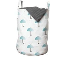 ABAKUHAUS Paraplu-waszak, onregelmatige ronde regenkunst, wasmand met hengels, trekkoordsluiting, voor wasserettes, 33 cm breed × 49 cm hoog, Seafoam lichtblauw