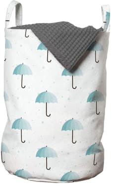 ABAKUHAUS Paraplu-waszak, onregelmatige ronde regenkunst, wasmand met hengels, trekkoordsluiting, voor wasserettes, 33 cm breed × 49 cm hoog, Seafoam lichtblauw — thumbnail 1