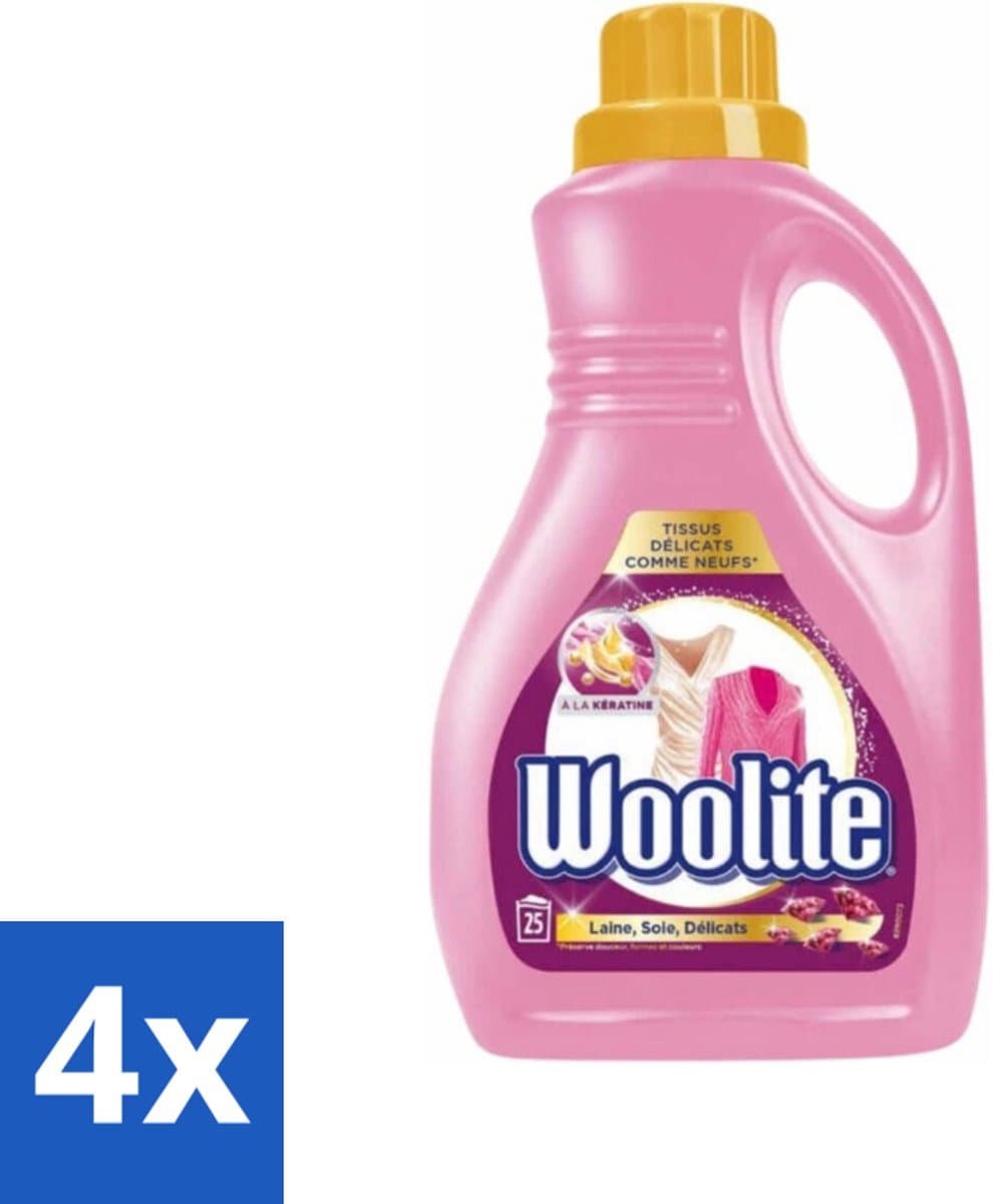 4 x Woolite Delicate - Vloeibaar Wasmiddel - Met Keratine - Wol, Zijde & Fijne Was - 25 Wasbeurten - 1,5L - Wolwasmiddel - Zijdewasmiddel - Delicate Was - Wasmiddel Voor Fijne Stoffen - Wasmiddel Voor Lingerie — afbeelding 1