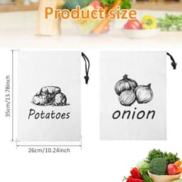 Aardappel- en uienopbergzakken - 2 stuks canvas groente- en fruitzakken 26 x 35 cm — thumbnail 3
