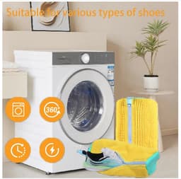 WNHB® Schoenwaszak met 360 Graden Reinigingsborstel - Herbruikbaar Wasnet voor Schoenen - Beschermhoes voor Wasmachine - Geel — thumbnail 4