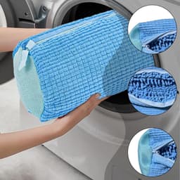 Schoenenwaszak - Multi-beschermingswasnet - Wasschoenenzak voor wasmachine en droger - Anti-deformatie reinigingsschoenenzak - Herbruikbare schoenenwaszak - Met rits en ophangring - Geschikt voor de meeste soorten en maten schoenen - blauw — thumbnail 3