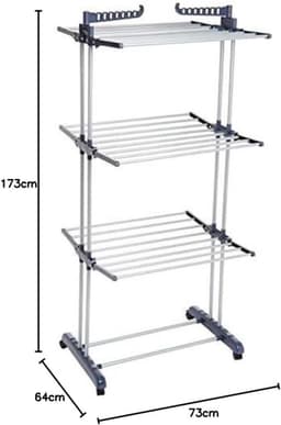Wasrek Toren-droogrek voor binnen - Opvouwbare vleugels - 40 m - Tuin - Grijs — thumbnail 2
