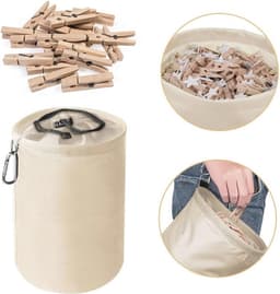 Grote Pennenbak met Lanyard en Karabijnhaak - Beige — thumbnail 4