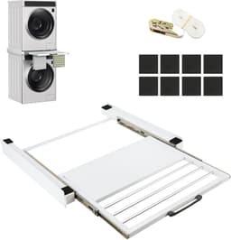 Tussenstuk wasmachine droger - Stapelkit Wasmachine Droger - Max. 30 kg - 60.5x55x8cm - Uitschuifbare Handdoekhouder - Wit — thumbnail 1