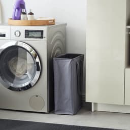 Wasmand - Smal met lange handgreep - 45 liter inhoud - 61 cm hoog - Voor slaapkamer, kast en badkamer - Grijs — thumbnail 4