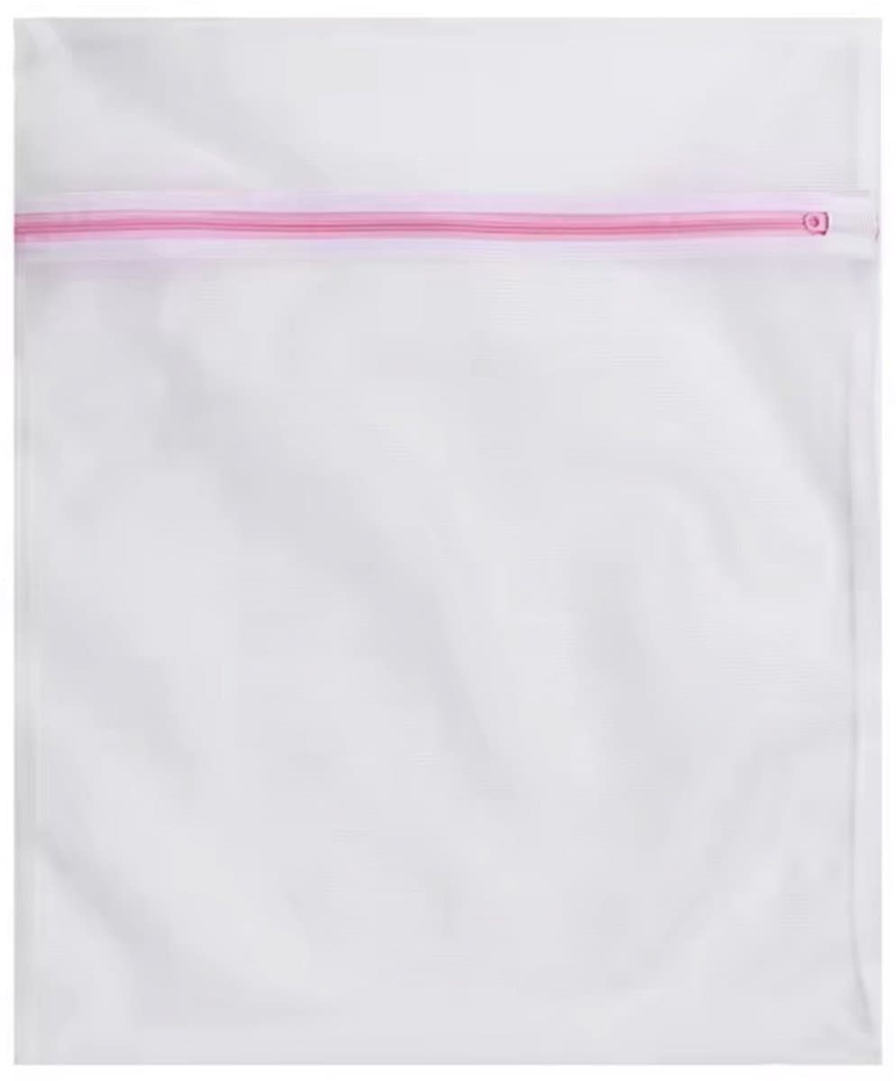 Waszak - Wasnetje - Lingerie waszak - Wit met roze - 40/50CM - Was zak - Met rits - Voorzichtig wassen - Geen handwas nodig - CHPN — afbeelding 1