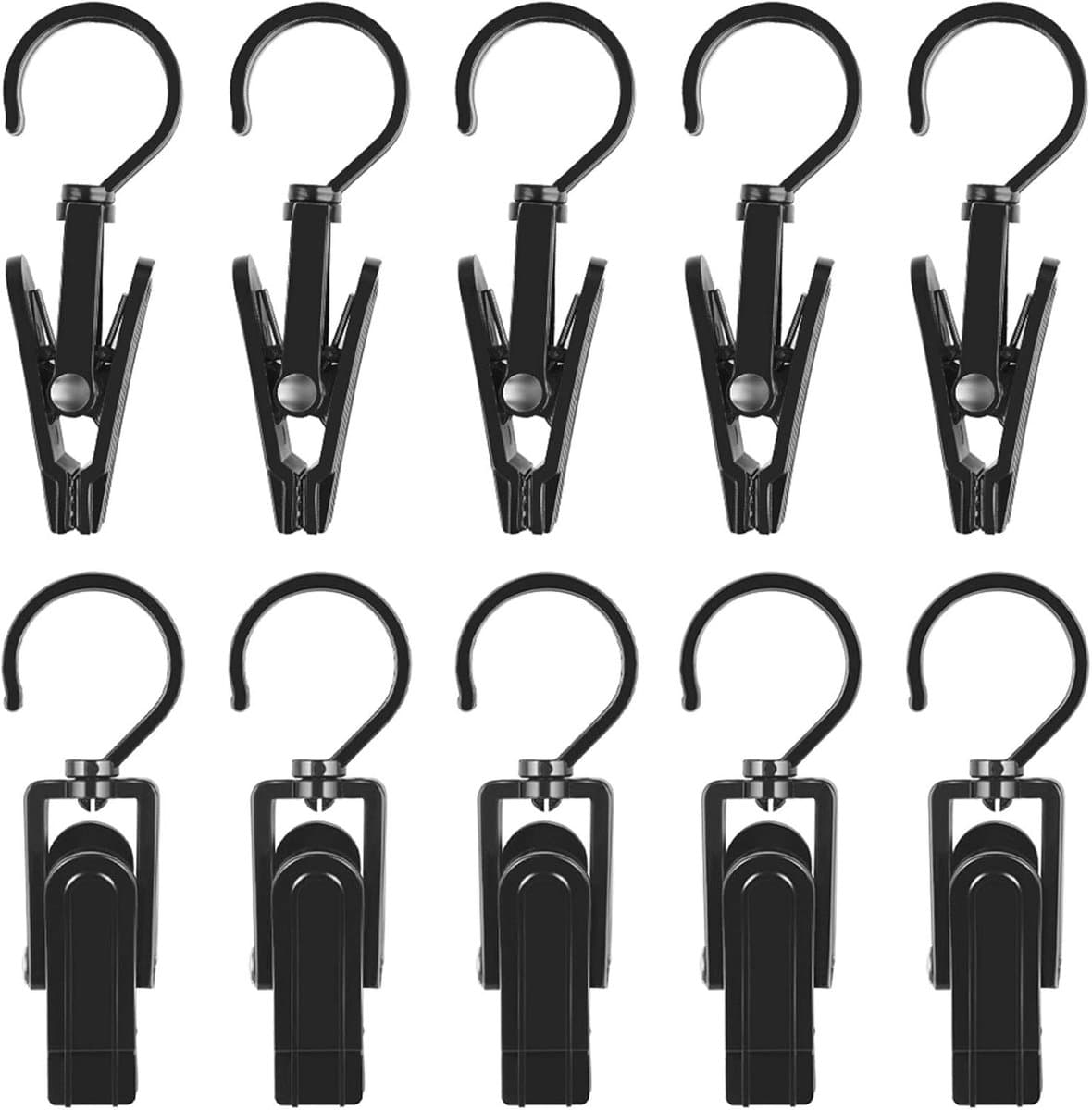 20 stuks- Wasknijpers-Knijpers-Gordijnhaken-Anti slip-Droogrek-360 graden draaibaar-Binnen en buiten-Wasrek-zwart — afbeelding 1