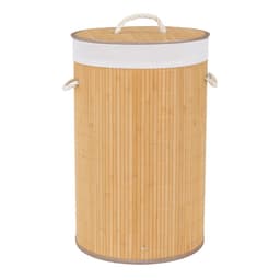 Bamboe Wasmand met Deksel – 54 Liter – Ø35 x 57 cm – Opvouwbare Wasmand met Touw Handvatten – Ademend & Duurzaam– Wasbaar – Bruin — thumbnail 1