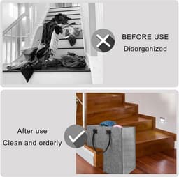 Trapmand - Trappenmand-organizer - 40cm - multifunctionele trapmand - opvouwbare L-vormige opbergmand van vilt - Geschikt Voor thuiskantoor, tapijt en houten trappen - grijs — thumbnail 5