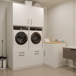 Wasophoogte® Wasmachine Kast Hong Kong - Wasmachine verhoger - Wasmachine ombouw - 700(D)*2030(B)*2350(H) mm - Wit — thumbnail 2