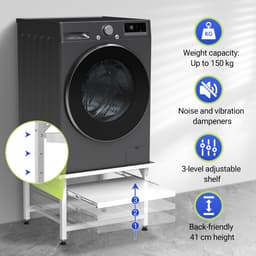 Wasmachine Verhoger - Wasmachine opbouwmeubel - Wasmachine Sokkel - 150 kg belastbaar - 63x54x42cm - Wit — thumbnail 2