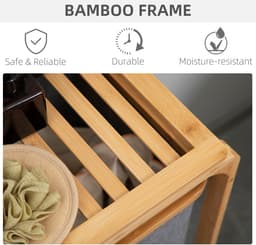 HOMCOM - Wasmand - Bamboe - Polyester - 50x32x69,7 cm - Natuur - Grijs — thumbnail 5
