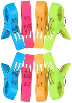 Handdoekclip - Duurzaam en sterk - set van 8 - kunststof en metaal - 15 x 9,5 cm — thumbnail 1