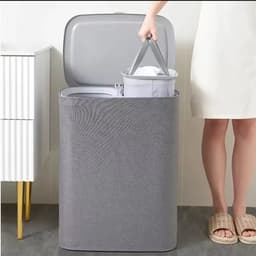 Luxe 2 in 1 wasmand met uitneembare waszakken - duo wasmand - kleding waszak - schone was — thumbnail 3