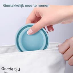 TOVBMUP Set van 2 - Opvouwbare waterfles - Siliconen emmer - Kwastenreiniger - Draagbare emmer - Opvouwbare siliconen beker - Schildergereedschap - Geschikt voor aquarelverf, verf op waterbasis, blauw, roze — thumbnail 5
