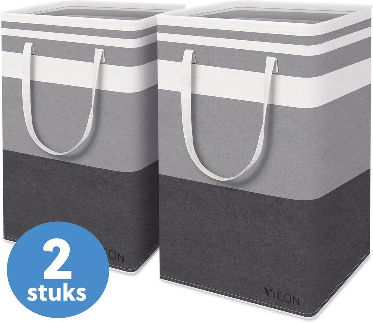 Vicon Wasmand 2 Stuks - 2 x 75L - Opvouwbaar - Waterafstotend - Waszak voor wasgoed - Wassorteerder - Organizer kleding - Wasbox — afbeelding 1