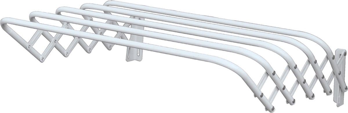 MSV Uitschuifbaar wasgoedrekje/droogrek - 3 meter waslijn - Ophangbaar aan muur - wit - 60 cm - metaal — afbeelding 1