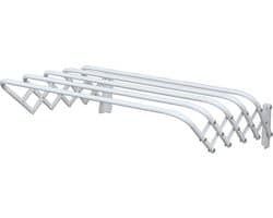 MSV Uitschuifbaar wasgoedrekje/droogrek - 3 meter waslijn - Ophangbaar aan muur - wit - 60 cm - metaal — afbeelding 1