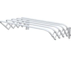 MSV Uitschuifbaar wasgoedrekje/droogrek - 5 meter waslijn - Ophangbaar aan muur - wit - 100 cm - metaal — afbeelding 1