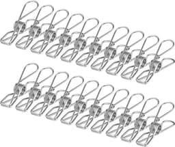 Wasknijpers van roestvrij staal, 100 stuks, roestvrij staal, waslijn, klemmen voor handdoek, kleding, sokken zilver — thumbnail 1