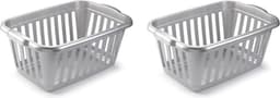 Plasticforte Wasmand - 3x stuks - grijs - kunststof - 40 liter - 60 x 40 x 26 cm - manden voor wasgoed - huishouden - opbergmand — thumbnail 1