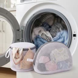 Set van 2 Wasnetten - Wit/Grijs - Klein - Fijnmazige Waszak met Ritssluiting - Voor Lingerie en Ondergoed — thumbnail 5