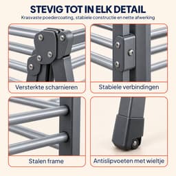 ProductXpert DryPro™ - Wasrek - Droogrek Inklapbaar - Opvouwbaar - 2-Delige Set - 160 + 180 cm - Grey — thumbnail 3