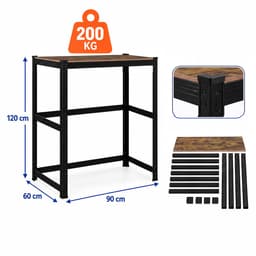 Wasmachine rek - 120x90x60 cm - 200 kg - zwart-bruin — thumbnail 2