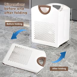 Wasmand, 27 liter, kunststof materiaal, opvouwbare vuile wasmand met handvat, robuuste ademende vuile wasmand voor badkamer, slaapkamer, wit — thumbnail 3