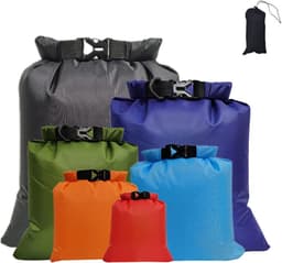 6-delige waterdichte droge tassen, droge zak, droge zak, draagbare combo-etui met grote capaciteit, snorkeltas, drijftas voor reizen, raften, driften, zwemmen, snorkelen, kamperen, fietsen, vissen, kajakaccessoires — thumbnail 1