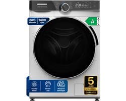 Heinner HWM-M814IVKA++ Wasmachine 8 kg – 1400 tpm – Energieklasse A – Inverter – Stoomprogramma – 15 min Snelprogramma – Startuitstel – Touchbediening – Wit – 5 Jaar Garantie