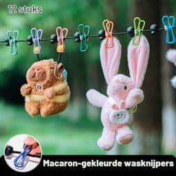 Waslijn, outdoor waslijn, intrekbaar met 12 clips en 13 stuks positioneringsgespen voor reizen, vakantie, outdoor, camping, 180-360 cm — thumbnail 3
