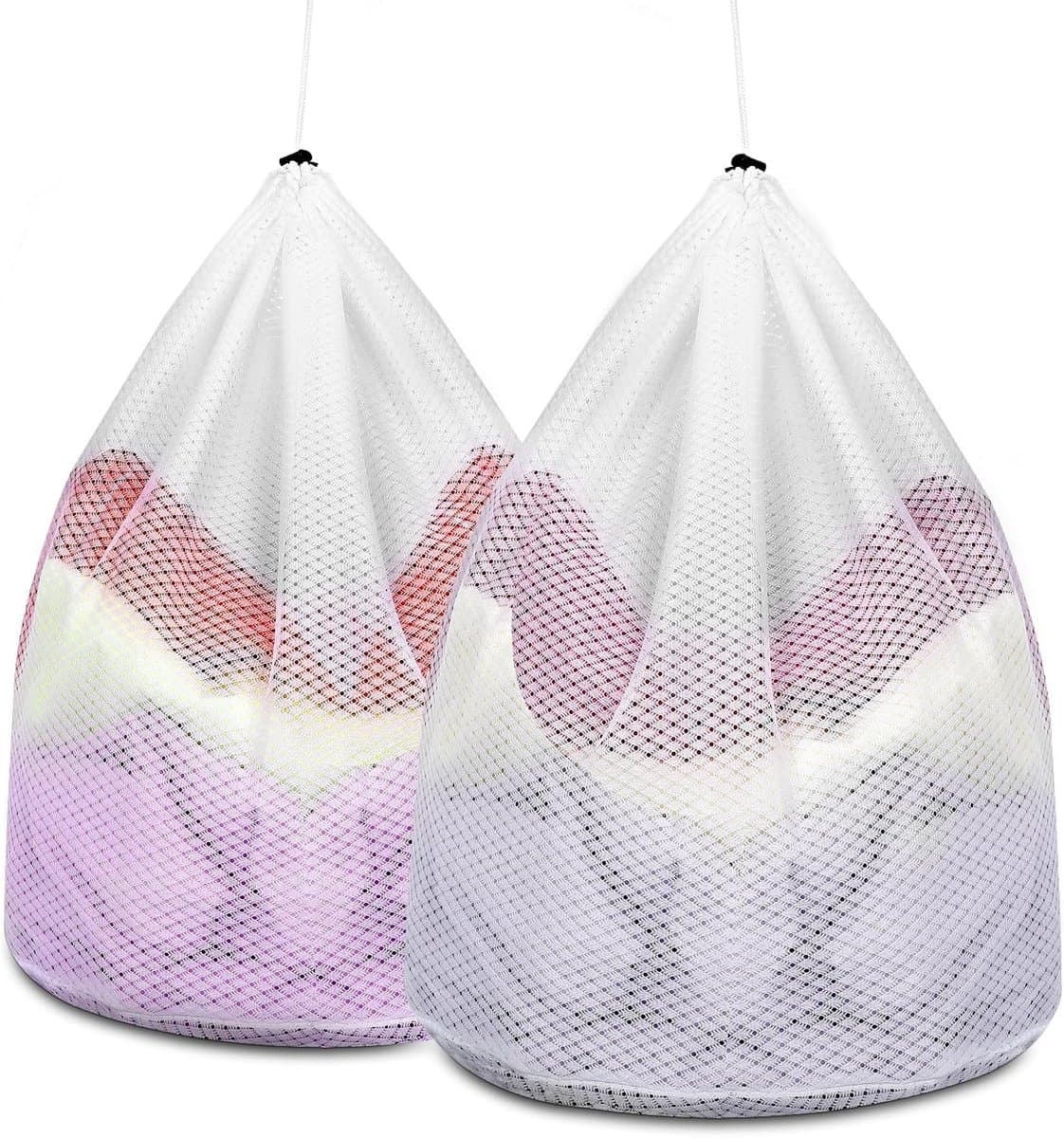 SnelShoppen - 2 Stuks Wasmachine Wasnet Grote Waszak Set met Koordstopper Herbruikbare Wasnet voor Ondergoed en Wol 40 x 30 cm - Bescherming voor Deli — afbeelding 1