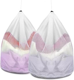 SnelShoppen - 2 Stuks Wasmachine Wasnet Grote Waszak Set met Koordstopper Herbruikbare Wasnet voor Ondergoed en Wol 40 x 30 cm - Bescherming voor Deli — thumbnail 1