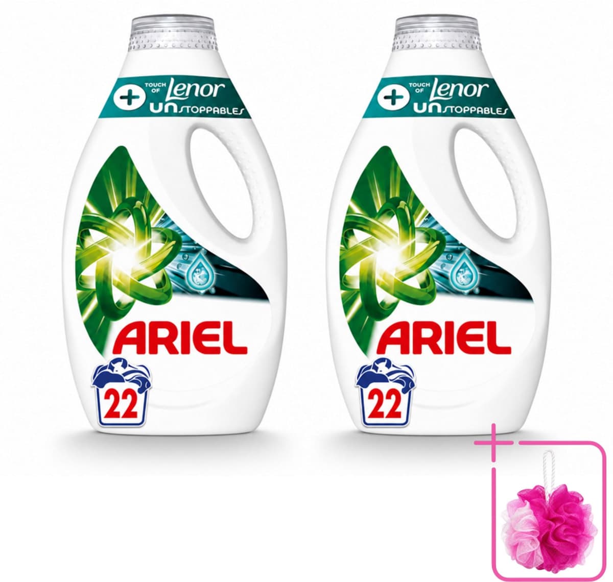 2 x Ariel – +Touch van Lenor Unstoppables – Vloeibaar Wasmiddel – 990 ml - Bulkverpakking - Wasmiddel - Douchemop - Vlekverwijdering — afbeelding 1