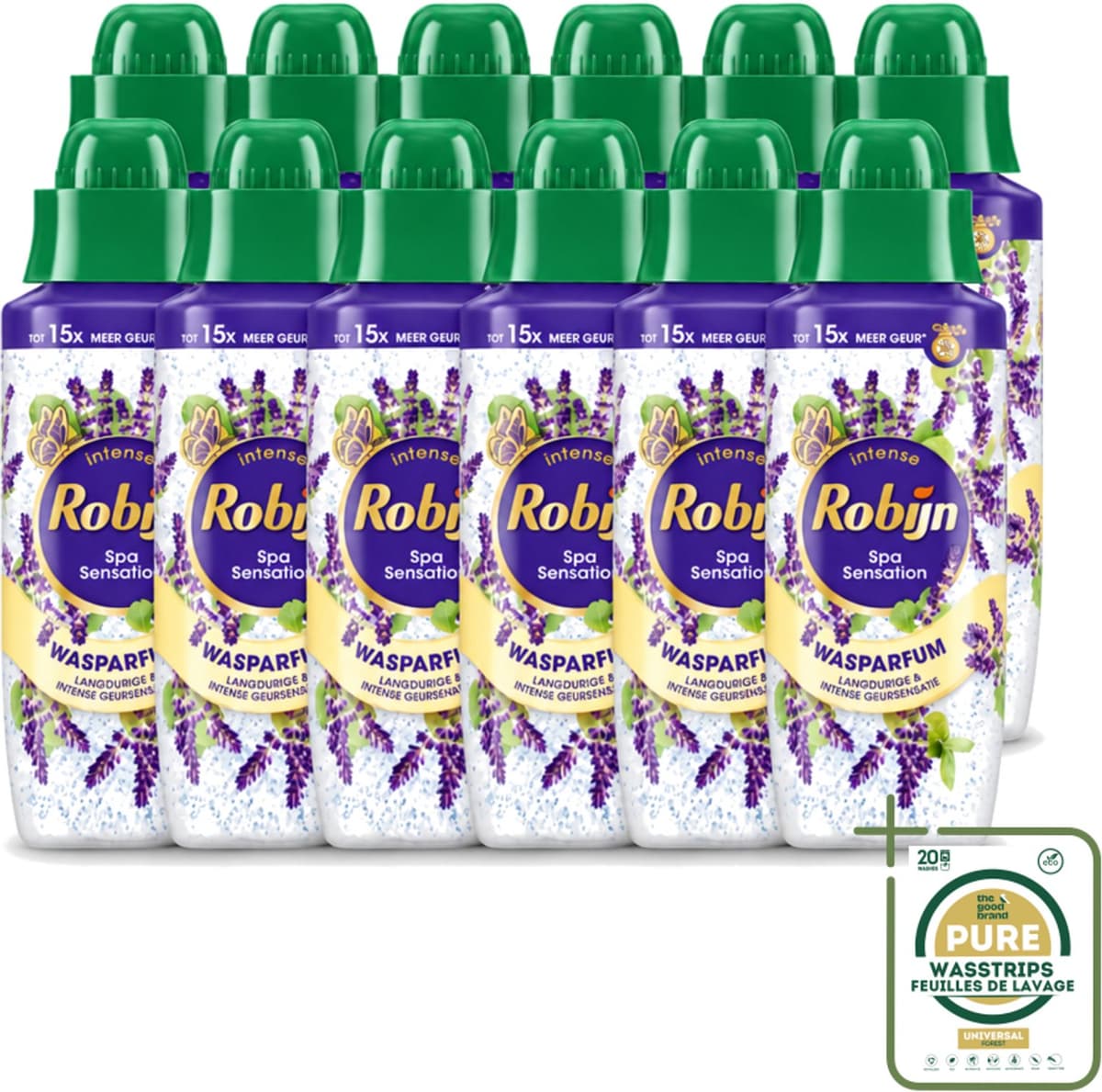 12 x Robijn – Wasparfum – Intense Spa Sensation – 342 ml - Wasparfum - Wasparfum Spa - Geur - Geurparlletjes - Wasmiddel — afbeelding 1