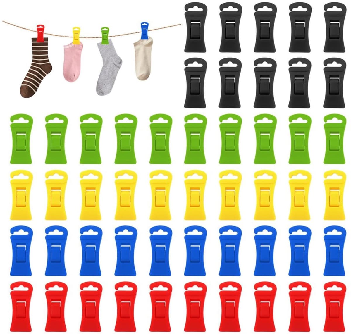 Sokkenklemmen set van 100 stuks - Antislip sokkenclips - Sokkenhouder - Was-organizer - Sokkensorteerder - Duurzaam materiaal - Sokkenclip — afbeelding 1