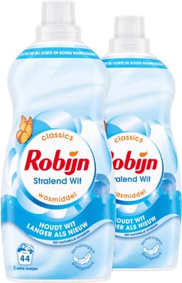 Robijn - Vloeibaar Wasmiddel - Klein & Krachtig - Stralend Wit - Voordeelverpakking - 2 flessen - 88 Wasbeurten — thumbnail 2