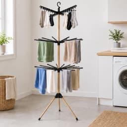 Kenz® - Verticaal Droogrek - Inklapbaar - 178 cm - 3 Niveaus - 32 Stangen - 12 Knijpers - Vrijstaande Droogtoren - Ruimtebesparende Handdoekdroger - Handdoekenrek - Energiebesparend — thumbnail 5
