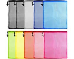 Waszakken 10 Stuks - Kleurige Nylon Mesh Tassen - Trekkoord Sluiting - Ideaal voor Opbergen en Reizen - ShopVlot