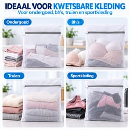 Waszakjes met Rits - Set van 3 - 61 x 61 CM - Wasnetten - Laundry Bags - Wit — thumbnail 4